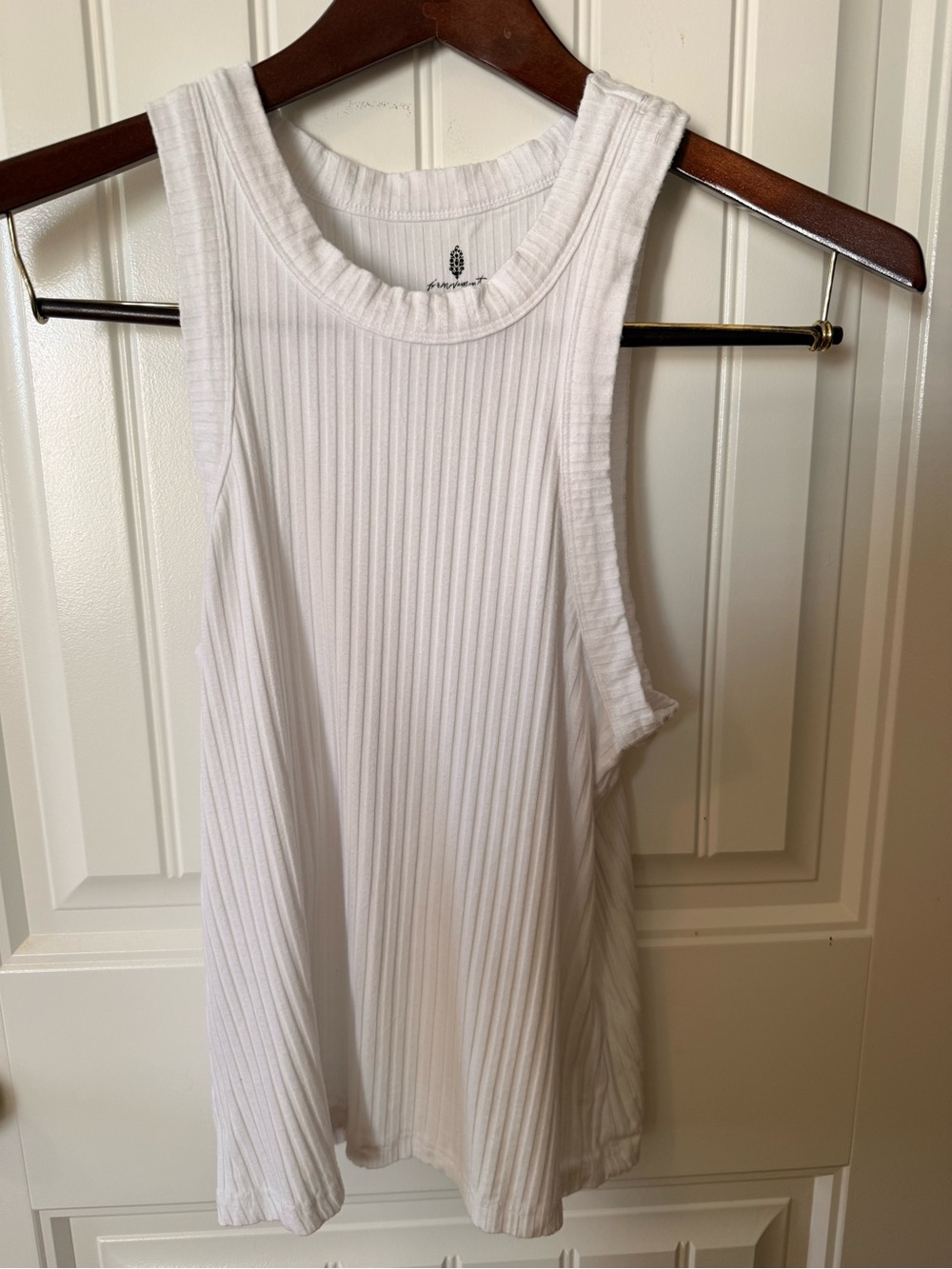 Free People White Ribbed Tank